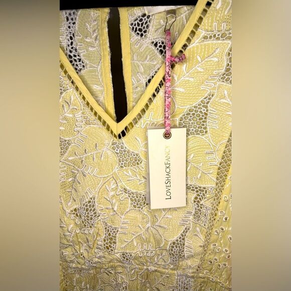 LoveShackFancy Jobelle Crochet-Trimmed Broderie Anglaise Mini Dress in Yellow - Picture 7 of 10